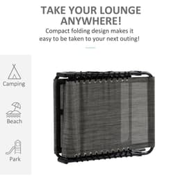 image-Portable Sun Lounger, Folding Camping Adjustable , Pillow Grey