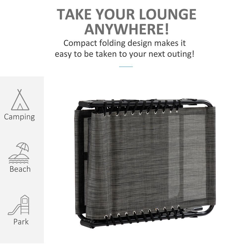 image-Portable Sun Lounger, Folding Camping Adjustable , Pillow Grey