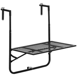 image-Balcony Hanging Table, Metal Wall Mount Desk, Adjust Black