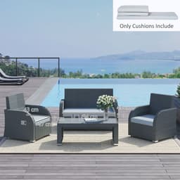 image-Seat Cushion Pads for Rattan Furniture, 3 PCs Garden Furniture Cushions, Grey