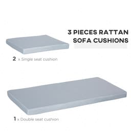 image-Seat Cushion Pads for Rattan Furniture, 3 PCs Garden Furniture Cushions, Grey