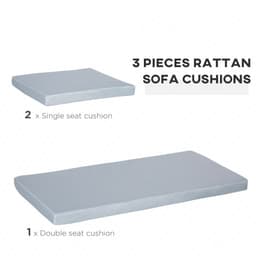 image-Seat Cushion Pads for Rattan Furniture, 3 PCs Garden Furniture Cushions, Grey