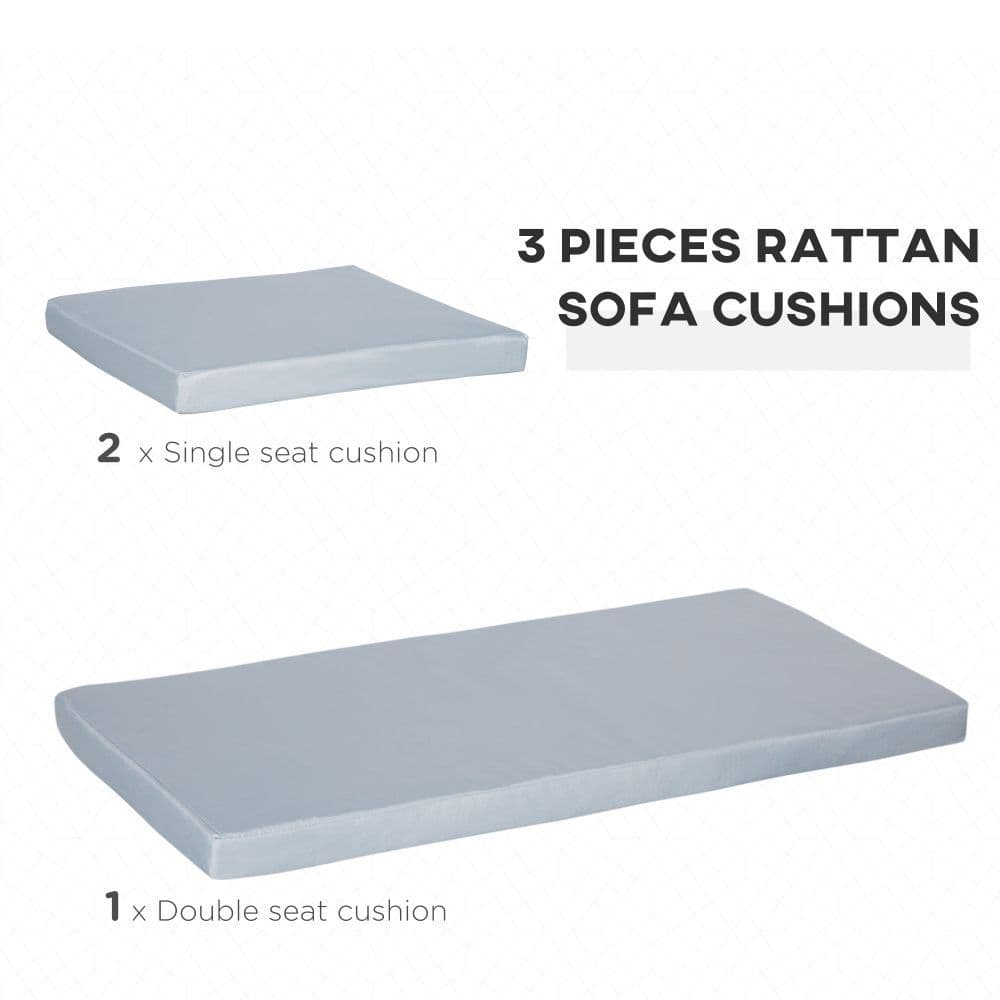 image-Seat Cushion Pads for Rattan Furniture, 3 PCs Garden Furniture Cushions, Grey
