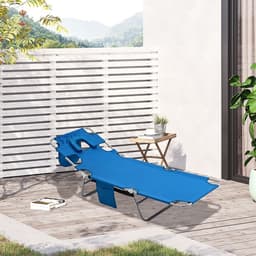 image-Beach Chaise Lounge Face Cavity Portable Sun Lounger, Reclining Adjust Blue