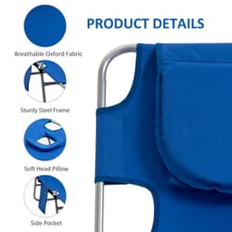 image-Beach Chaise Lounge Face Cavity Portable Sun Lounger, Reclining Adjust Blue
