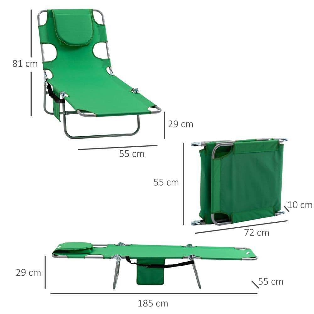 image-Reclining Lounge Chair Face Cavity with Pillow Green