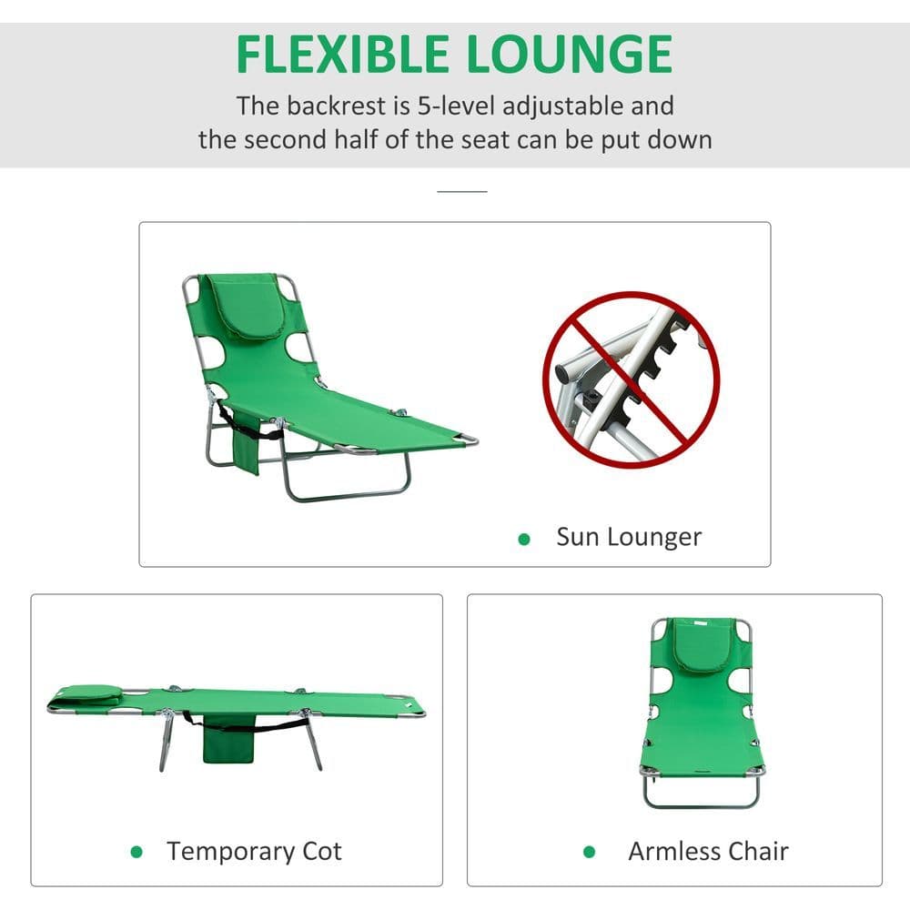 image-Reclining Lounge Chair Face Cavity with Pillow Green