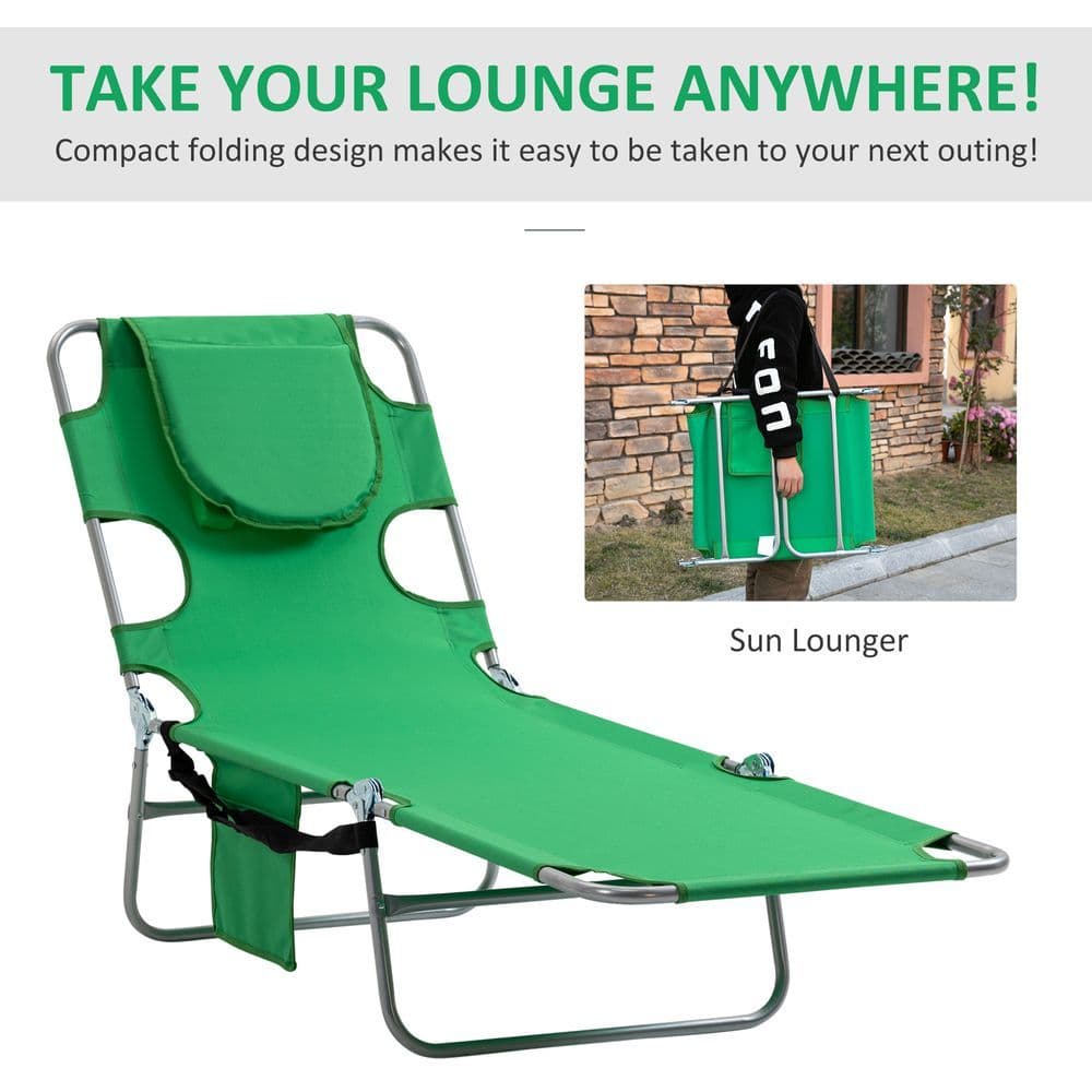 image-Reclining Lounge Chair Face Cavity with Pillow Green