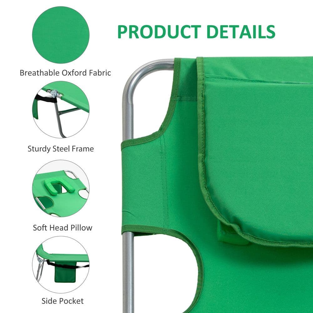 image-Reclining Lounge Chair Face Cavity with Pillow Green