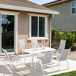 image-7 Piece Garden Dining Set 6 Seater Outdoor Patio Furniture Grey