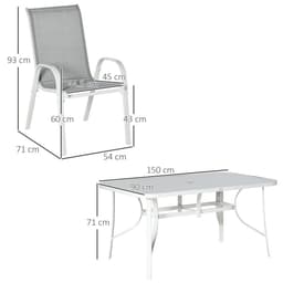 image-7 Piece Garden Dining Set 6 Seater Outdoor Patio Furniture Grey