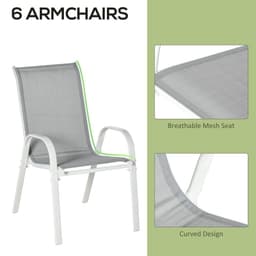 image-7 Piece Garden Dining Set 6 Seater Outdoor Patio Furniture Grey