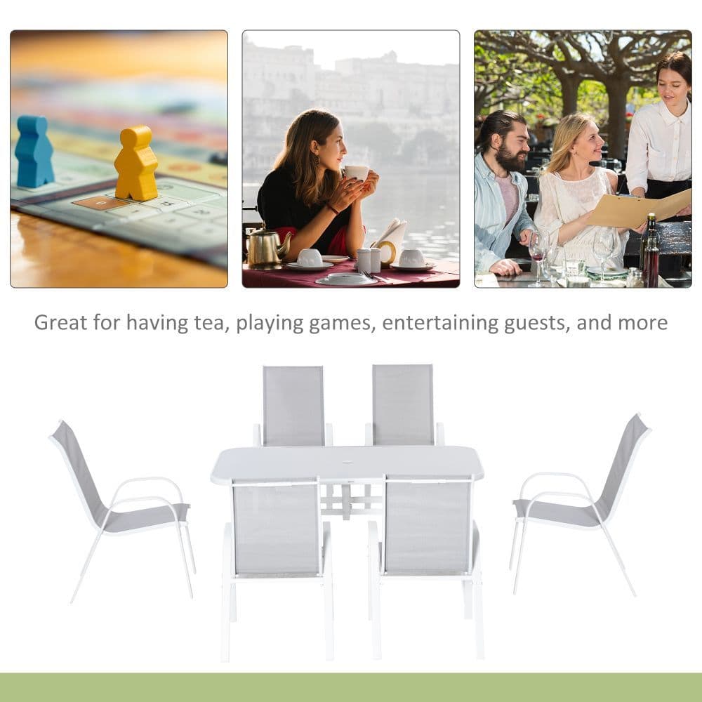 image-7 Piece Garden Dining Set 6 Seater Outdoor Patio Furniture Grey