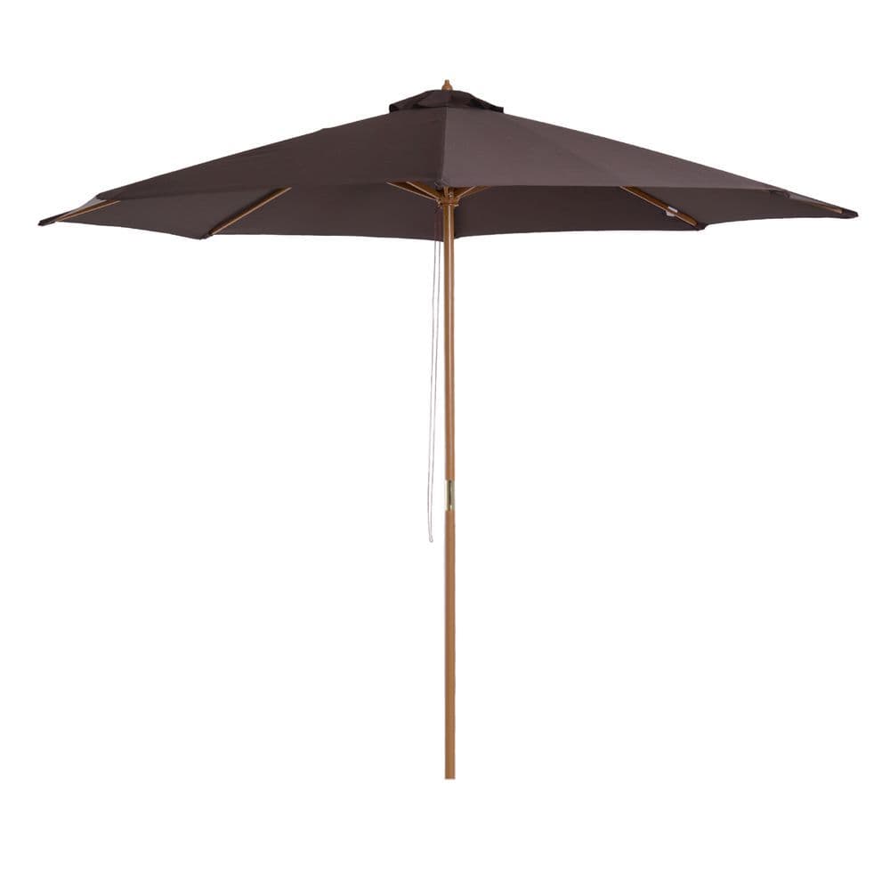 image-3m Bamboo Wooden Market Patio Umbrella Garden Parasol Outdoor Sunshade Canopy