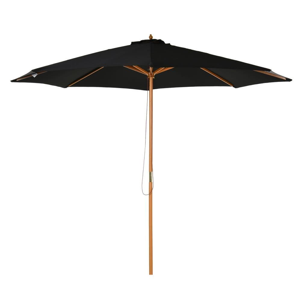 image-Bamboo Wooden Market Patio Umbrella 3 x 2.5 m