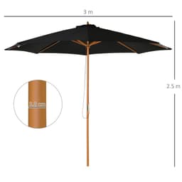 image-Bamboo Wooden Market Patio Umbrella 3 x 2.5 m