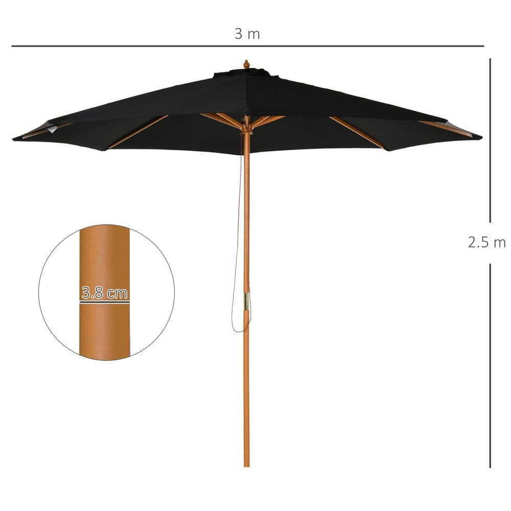 image-Bamboo Wooden Market Patio Umbrella 3 x 2.5 m