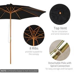 image-Bamboo Wooden Market Patio Umbrella 3 x 2.5 m