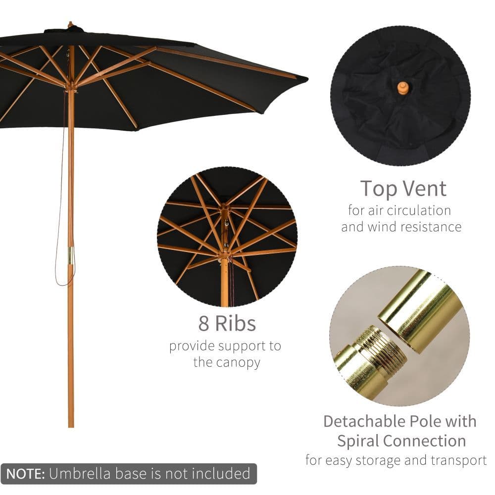 image-Bamboo Wooden Market Patio Umbrella 3 x 2.5 m
