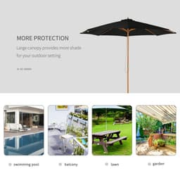 image-Bamboo Wooden Market Patio Umbrella 3 x 2.5 m