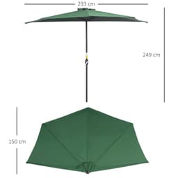 image-3m Half Parasol Umbrella Metal Frame Crank NO BASE INCLUDED, Green