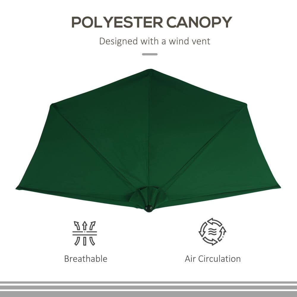 image-3m Half Parasol Umbrella Metal Frame Crank NO BASE INCLUDED, Green