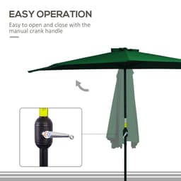 image-3m Half Parasol Umbrella Metal Frame Crank NO BASE INCLUDED, Green