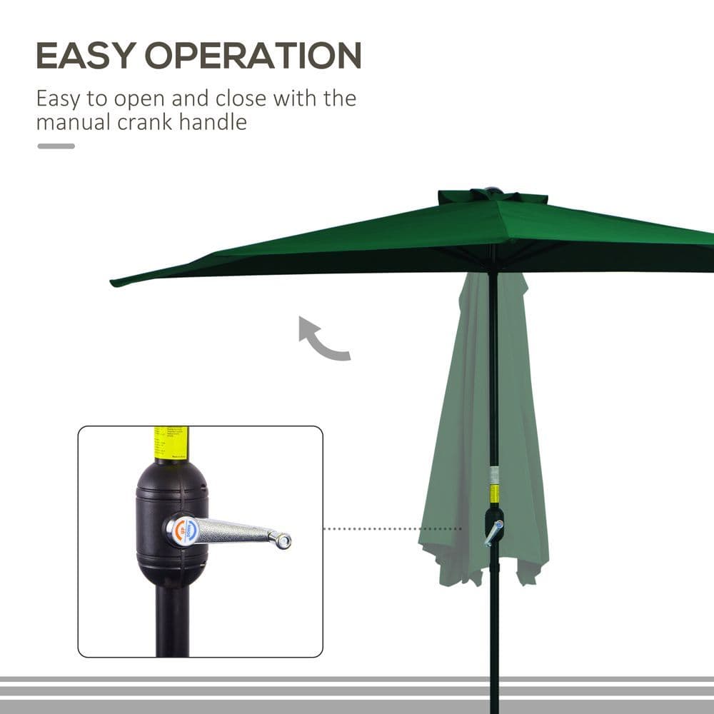 image-3m Half Parasol Umbrella Metal Frame Crank NO BASE INCLUDED, Green