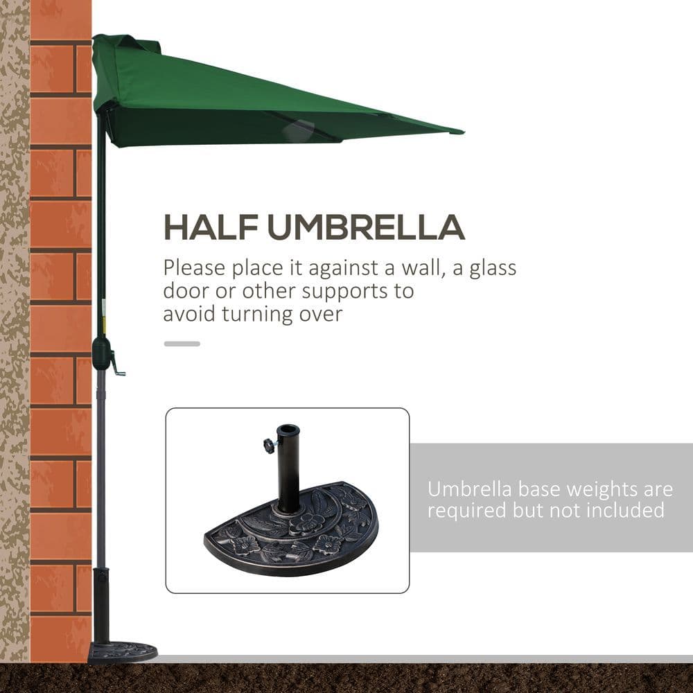 image-3m Half Parasol Umbrella Metal Frame Crank NO BASE INCLUDED, Green