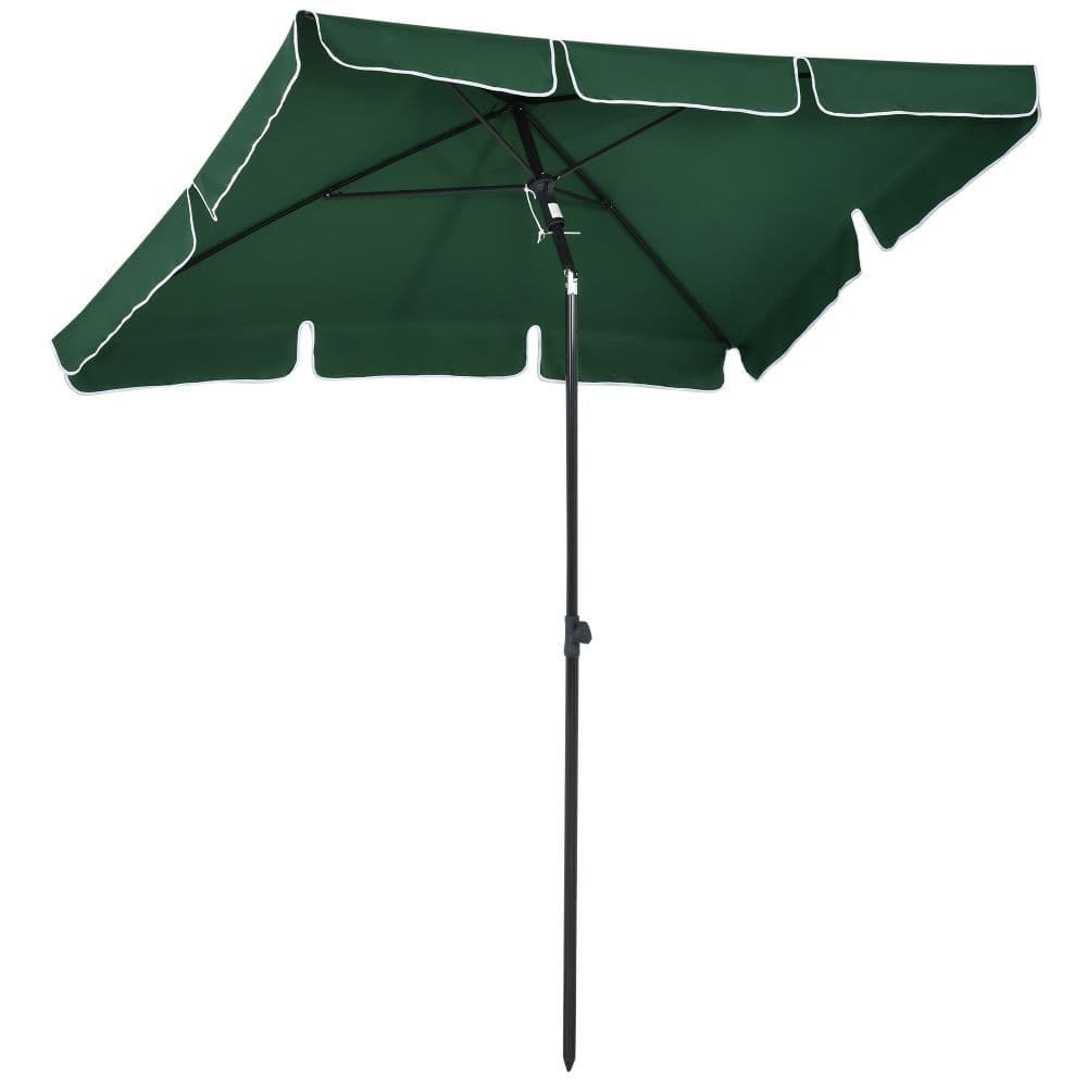 image-Aluminium Sun Parasol Garden Tilting Umbrellas Patio Rectangular, 2x1.25m, Green