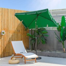 image-Aluminium Sun Parasol Garden Tilting Umbrellas Patio Rectangular, 2x1.25m, Green