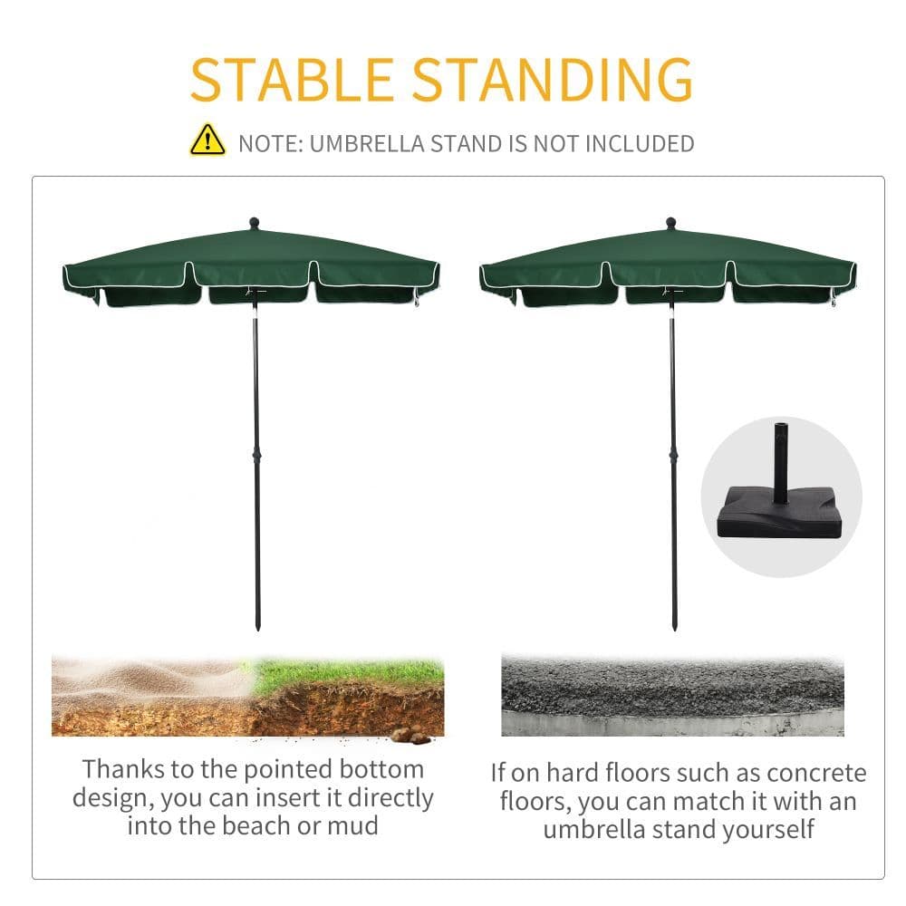 image-Aluminium Sun Parasol Garden Tilting Umbrellas Patio Rectangular, 2x1.25m, Green