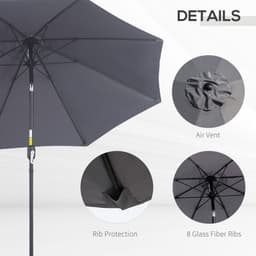 image-2.7M Patio Sun Umbrella Parasol Tilt Shade Aluminium Charcoal Grey