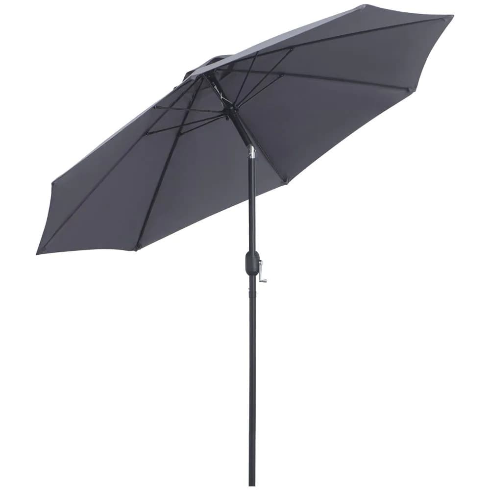 image-2.7M Patio Sun Umbrella Parasol Tilt Shade Aluminium Charcoal Grey