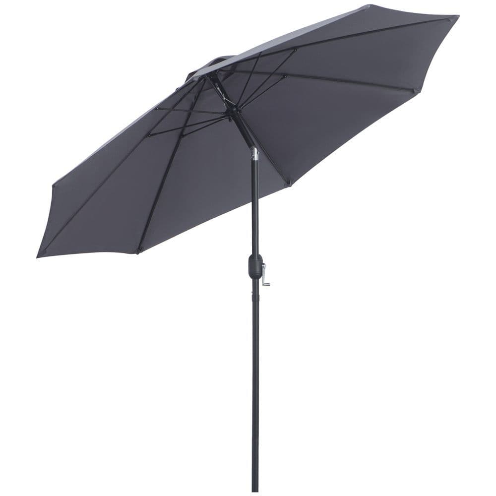 image-2.7M Patio Sun Umbrella Parasol Tilt Shade Aluminium Charcoal Grey