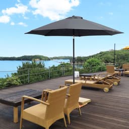 image-2.7M Patio Sun Umbrella Parasol Tilt Shade Aluminium Charcoal Grey