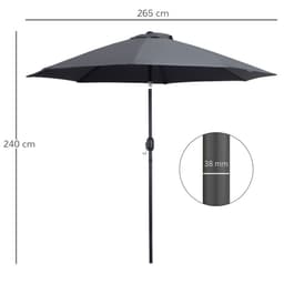 image-2.7M Patio Sun Umbrella Parasol Tilt Shade Aluminium Charcoal Grey