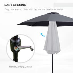 image-2.7M Patio Sun Umbrella Parasol Tilt Shade Aluminium Charcoal Grey