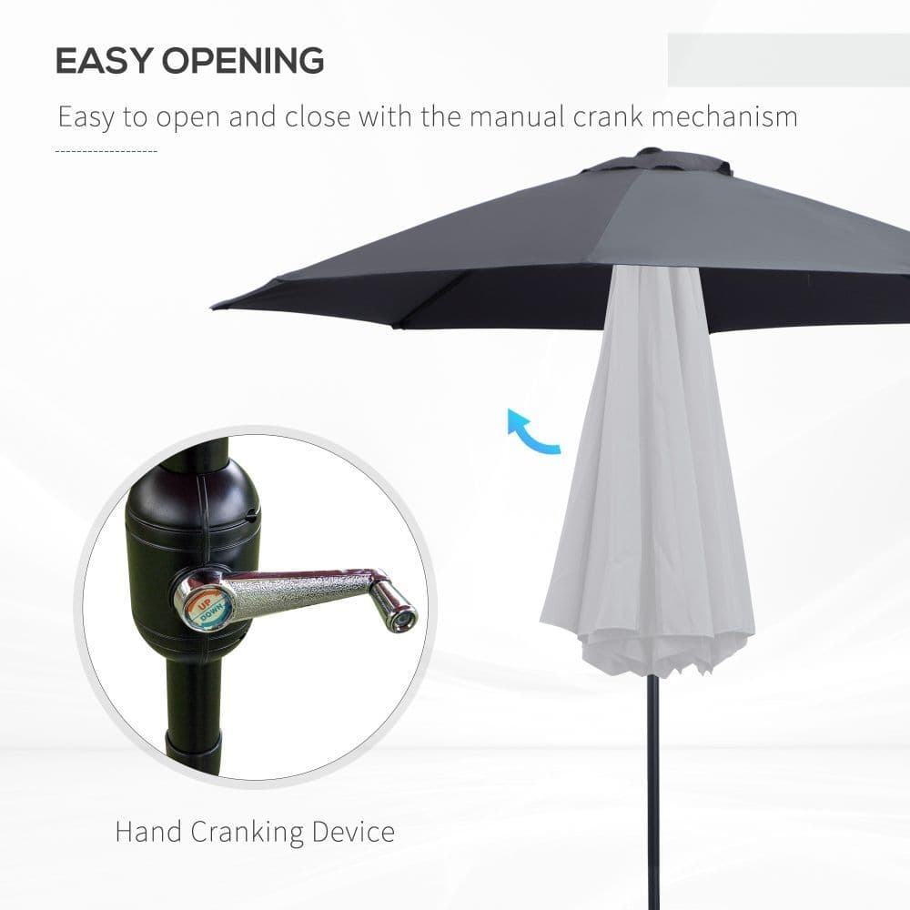 image-2.7M Patio Sun Umbrella Parasol Tilt Shade Aluminium Charcoal Grey