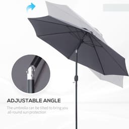 image-2.7M Patio Sun Umbrella Parasol Tilt Shade Aluminium Charcoal Grey