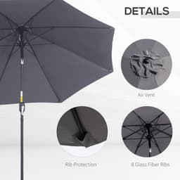 image-2.7M Patio Sun Umbrella Parasol Tilt Shade Aluminium Charcoal Grey