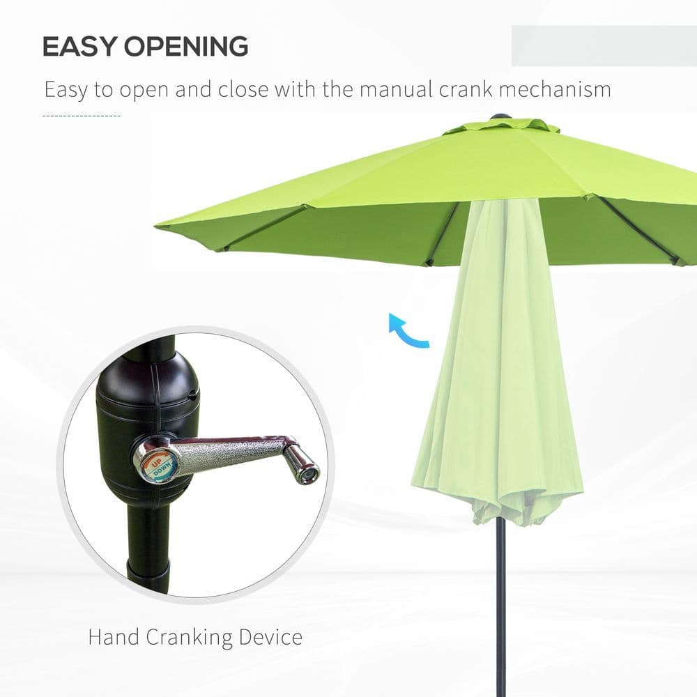 image-2.7M Patio Sun Umbrella Parasol Tilt Canopy Aluminium Light Green