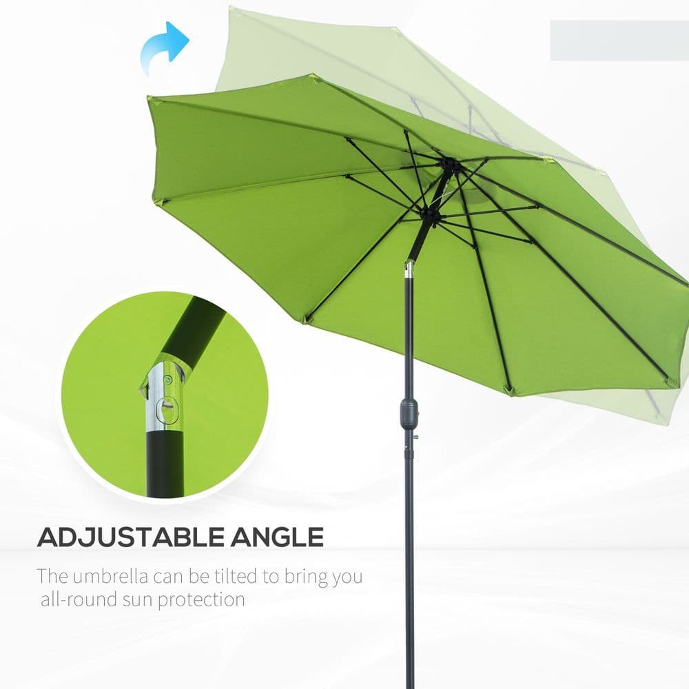 image-2.7M Patio Sun Umbrella Parasol Tilt Canopy Aluminium Light Green