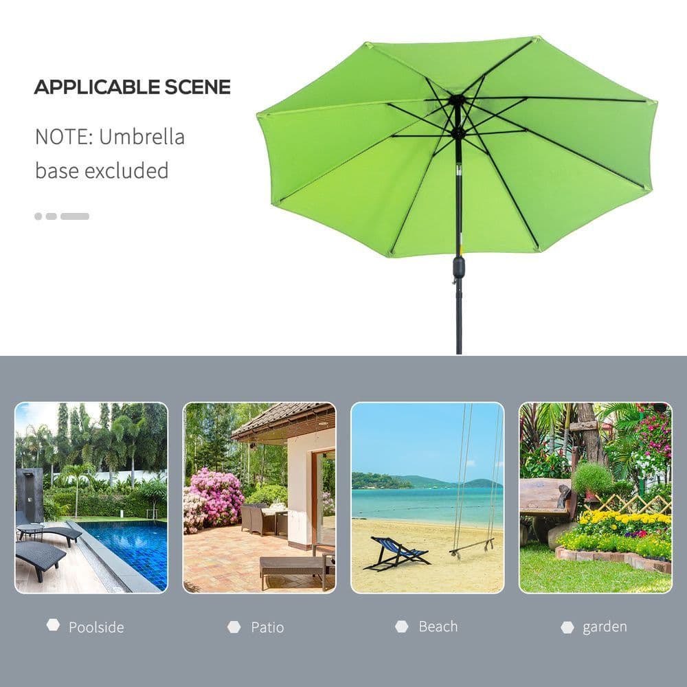 image-2.7M Patio Sun Umbrella Parasol Tilt Canopy Aluminium Light Green