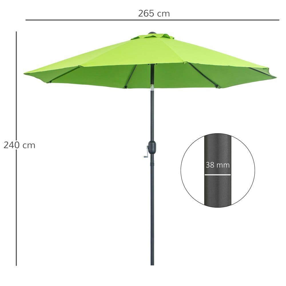 image-2.7M Patio Sun Umbrella Parasol Tilt Canopy Aluminium Light Green