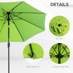 image-2.7M Patio Sun Umbrella Parasol Tilt Canopy Aluminium Light Green