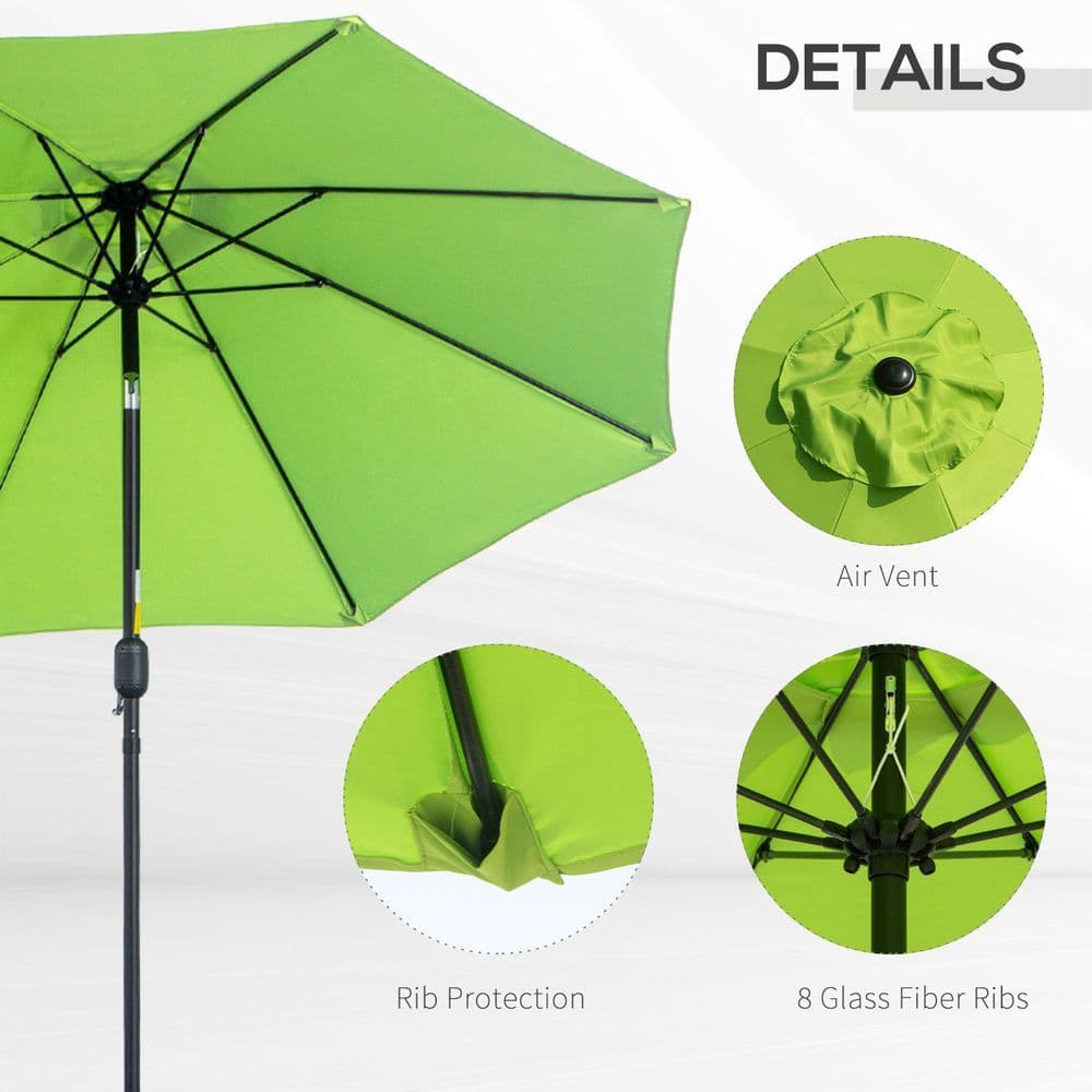 image-2.7M Patio Sun Umbrella Parasol Tilt Canopy Aluminium Light Green