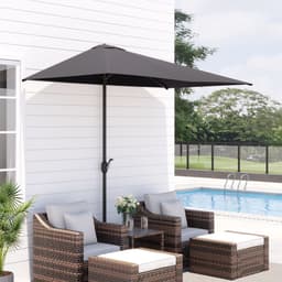 image-Half Parasol Semi Round UmbrellaCrank 2.3m, Grey NO BASE INCLUDED