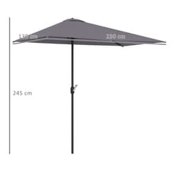 image-Half Parasol Semi Round UmbrellaCrank 2.3m, Grey NO BASE INCLUDED