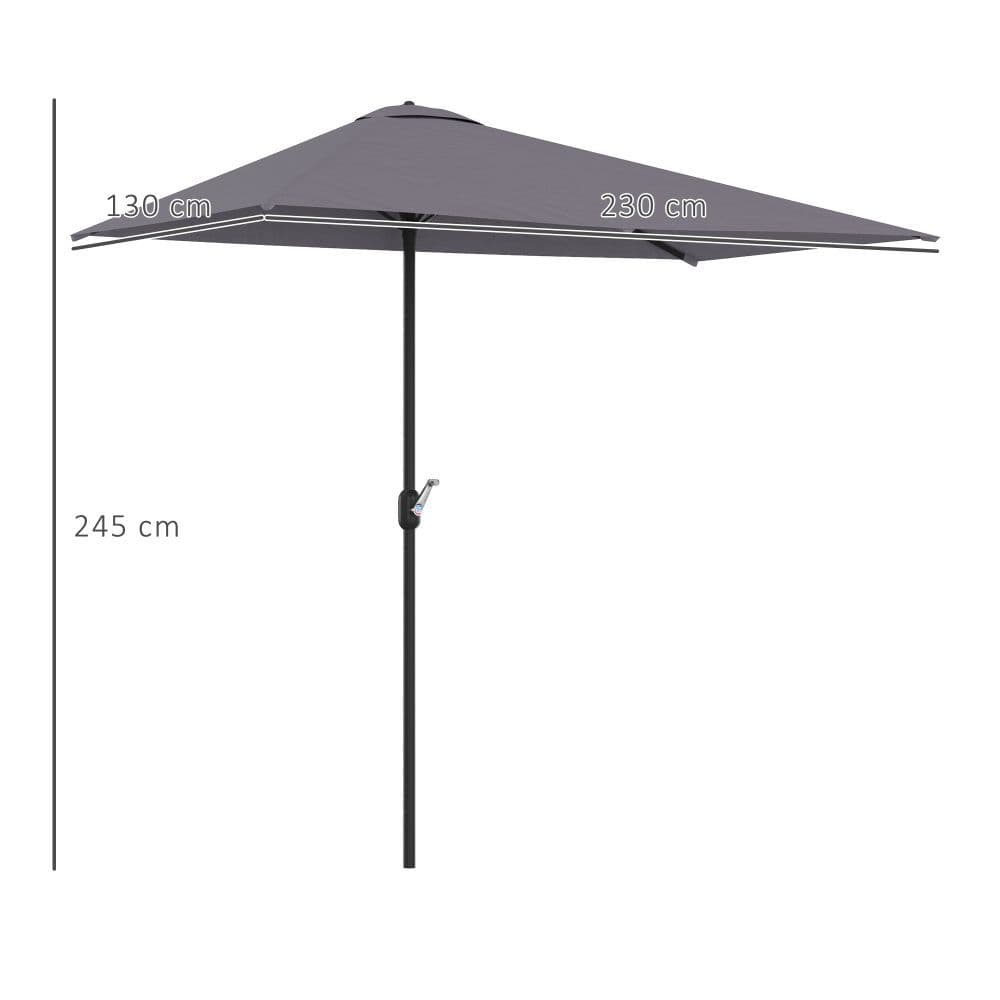 image-Half Parasol Semi Round UmbrellaCrank 2.3m, Grey NO BASE INCLUDED